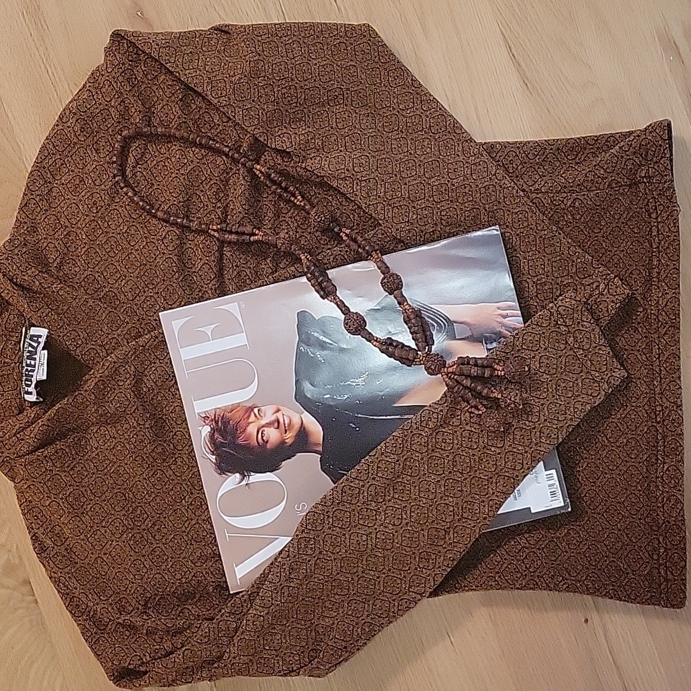 Forenza Brown Patterned V-Neck Sweater